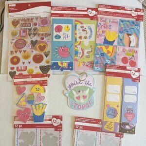 NWT Lot 8 Valentine's Day Stickers Tattoo Card Kits Bundle Michael's Kids Party